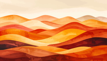 Vibrant Desert Landscape with Rolling Sand Dunes in Warm Tones.