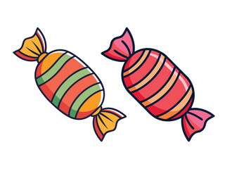 Two colorful wrapped candies with striped patterns
