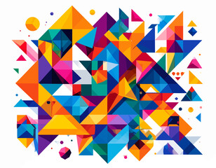 Vibrant Geometric Abstract Art with Triangles and Polygons.