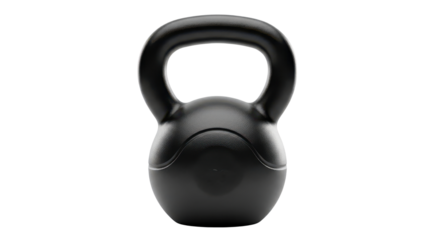 Black kettlebell weight for strength and conditioning training isolated PNG with Transparent Background