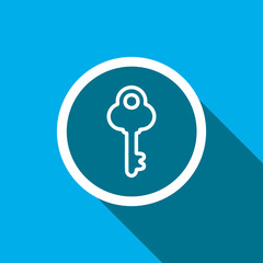Key icon vector. Key icon sign symbol in trendy flat style. Key icon image, Key icon illustration isolated on blue background