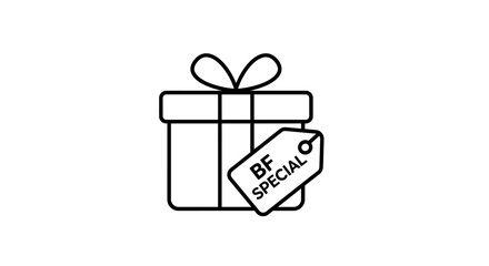 Gift box with a tag labeled BF Special perfect for special occasions and promotions.