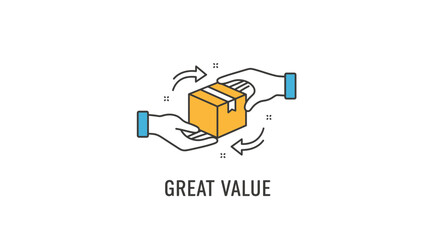 Hands Exchanging a Box Great Value Concept Illustration.