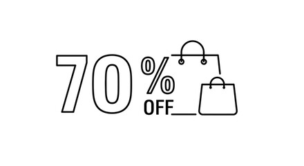 Seventy Percent Off Sale Promotion with Shopping Bags Icon.
