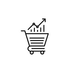 Shopping Cart with Upward Trending Sales Graph Icon.