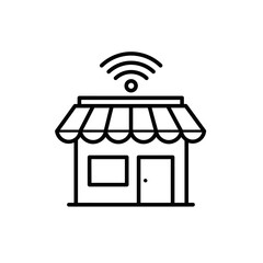 Small Business with WiFi Signal Line Icon.