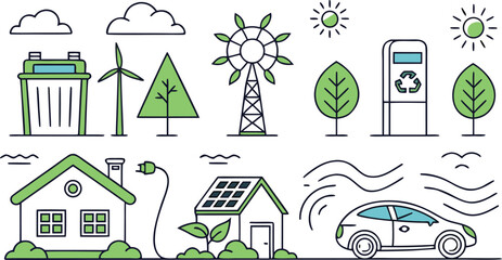 Sustainable Living Iconography Clean Energy Solutions for the Future Depicting Renewable Resources and Eco Friendly Practices