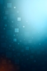 Futuristic blue gradient with floating translucent squares and digital glow.