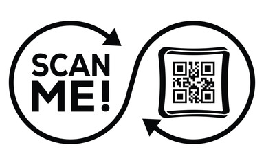 Square QR code with bold lines inside a circle, accompanied by 