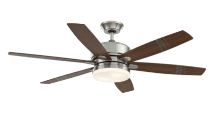 Ceiling fan with six blades, indoor air circulation isolated PNG with Transparent Background