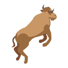 Illustration of a Brown Bison in a Stylized Isometric Design with a Transparent Background Ideal for Digital Art and Design Projects