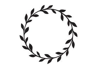 Fototapeta premium circle wreath logo silhouette vector, laurel wreath silhouette vector illustration, circle with leaves silhouette vector, circle botanical wreath logo silhouettes vector on white background
