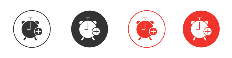 Alarm plus icon silhouette. editable vector template