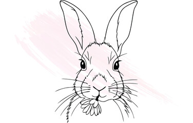 Continous line drawing a rabbit with flower in mouth  brush strokes Single line bunny