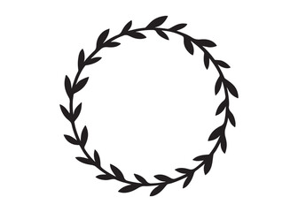 Obraz premium circle wreath logo silhouette vector, laurel wreath silhouette vector illustration, circle with leaves silhouette vector, circle botanical wreath logo silhouettes vector on white background