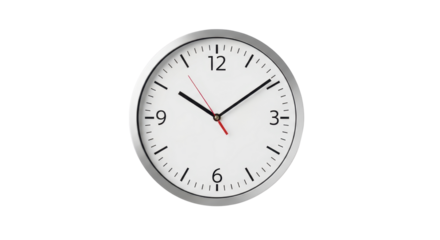 Analog wall clock showing the time ten past ten isolated PNG with Transparent Background