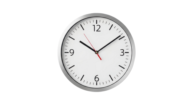Analog wall clock showing the time ten past ten isolated PNG with Transparent Background