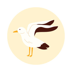 Minimalist Dutch seagull icon with wings spread, isolated on a light background vector illustration