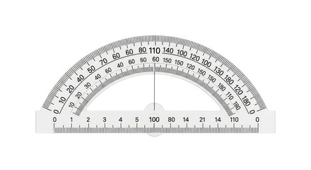 Protractor with degree markings for geometry and drawing isolated PNG with Transparent Background