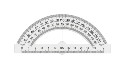 Protractor with degree markings for geometry and drawing isolated PNG with Transparent Background