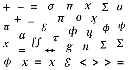 Mathematical and Greek symbols isolated PNG with Transparent Background