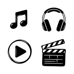 Media Entertainment Icons Set
