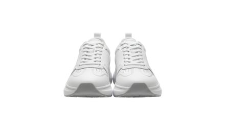 Pair of white sneakers facing forward isolated PNG with Transparent Background