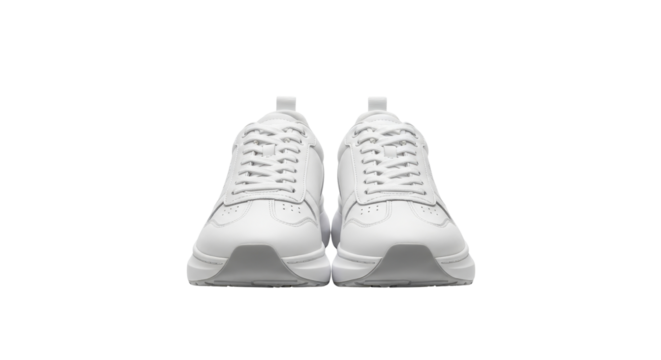 Pair of white sneakers facing forward isolated PNG with Transparent Background