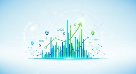 Financial data analysis graph and chart of stock market trend business investment growth and economic forecast concept
