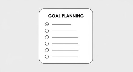 Goal planning checklist with a checked box, representing task management, productivity, and achievement of objectives