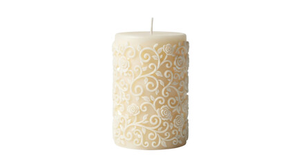 Ornate ivory candle decoration for spa or meditation isolated PNG with Transparent Background