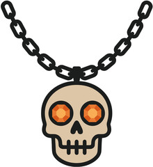 Skull Necklace with Gem Eyes � Halloween Illustration for Spooky and Stylish Designs