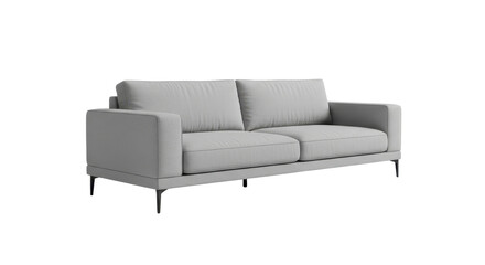 Modern light gray couch for living room furniture design isolated PNG with Transparent Background
