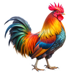 Colorful rooster isolated on transparent background