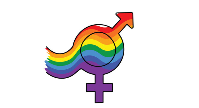 Colorful rainbow gender symbol representing diverse identities and expressions of love and equality.