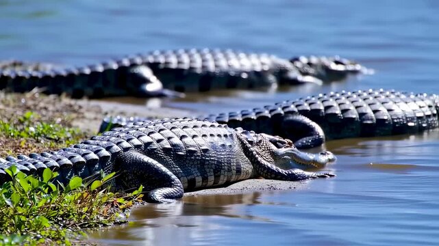 Alligators Basking in the Sun - A Glimpse into the Wild.
