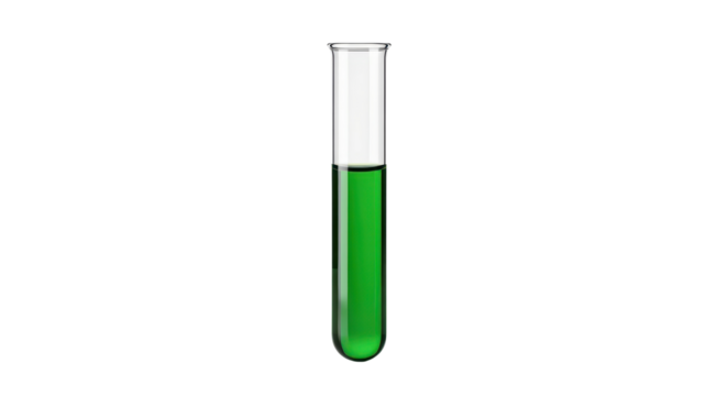 Test tube with green liquid for science experiment isolated PNG with Transparent Background