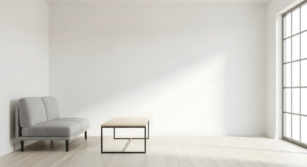 Minimalist Room Interior with Light and Furniture Accents