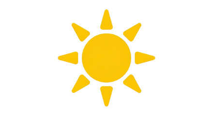 Yellow Sun Icon with Rays isolated PNG with Transparent Background