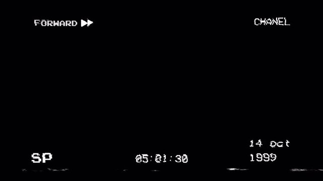 Retro 90s VHS Glitch Overlay Loop with Analog Tracking Distortion and On-Screen Display Camcorder Aesthetics
