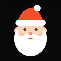 Cute santa claus face icon with red hat and white beard silhouette vector illustration