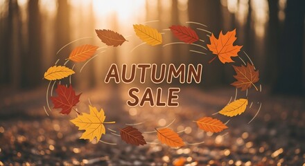 Autumn sale design featuring falling leaves. Perfect for Thanksgiving promotions, seasonal offers, back to school events. Great for ads, social media or web banners.