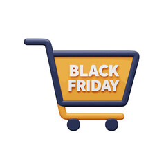 Black Friday sale promotion with 3D shopping cart icon.