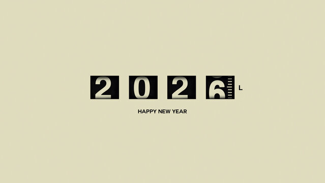 Gasoline meter 2026, creative idea. Fuel column, concept. Counter 2025 changes to 2026 on beige background. Happy New Year - Powered by Adobe