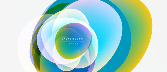 Abstract colorful layers create dynamic visual effect. Modern design features smooth gradients, blending hues beautifully.