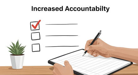 Increased Accountability Illustration Person Checking Tasks, Focusing on Responsibility and Progress