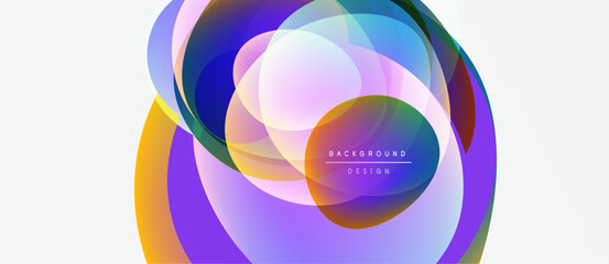 Fototapeta premium Abstract colorful circles overlap creating dynamic visual effect. Modern design, vibrant hues, smooth gradients present.