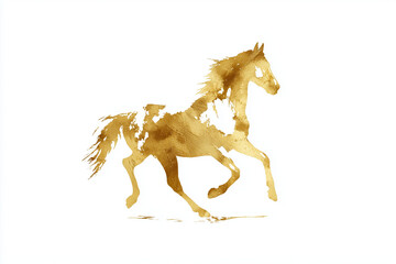 金色の馬のシルエット、イラスト、金箔