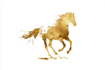 金色の馬のシルエット、イラスト、金箔