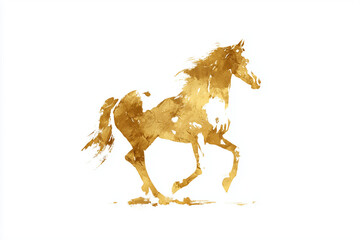 金色の馬のシルエット、イラスト、金箔